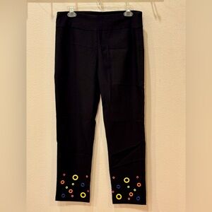 NWOT Attyre New York Women’s Cropped Black Pants Colorful Grommets Size 8